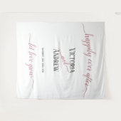 Moderne Roze Gouden Script Minimalistische Trouw Wandkleed (Voorkant (horizontaal))