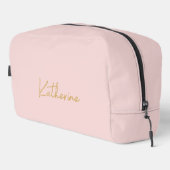 Moderne Roze & Gouden Script Naam Toilettasje (Rechterhoek)