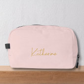 Moderne Roze & Gouden Script Naam Toilettasje
