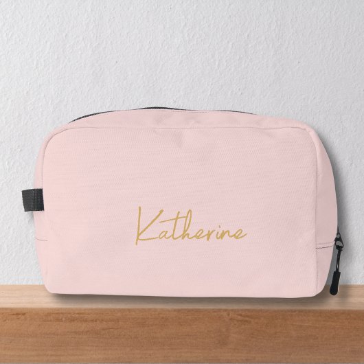 Moderne Roze & Gouden Script Naam Toilettasje