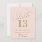 Moderne Roze Gouden Script Tafelnummer Bruiloft (Voorkant)