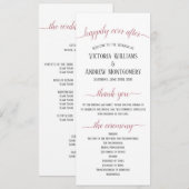 Moderne Roze Gouden Script Trouwceremonie Programmakaart (Voorkant / Achterkant)