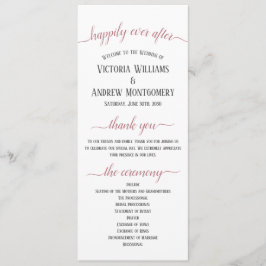 Moderne Roze Gouden Script Trouwceremonie Programmakaart