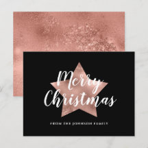 Moderne Roze Gouden Ster Gelukkig Kerstmis 