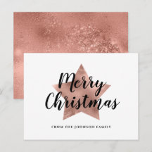 Moderne Roze Gouden Ster Gelukkig Kerstmis 
