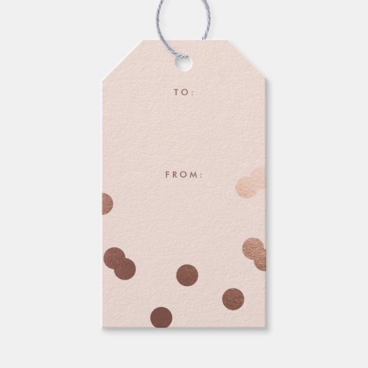 Moderne roze gouden stippen cadeaulabel (Voorkant)
