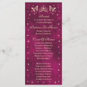 Moderne Roze Gouden Tiara Vlinder 15e Quinceañera Programmakaart (Achterkant)