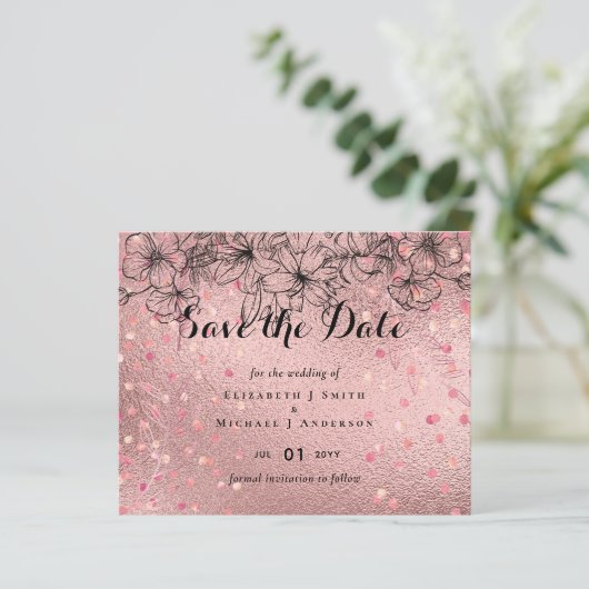 Moderne Roze Gouden Trendy Budget Bruiloft (Staand voorkant)