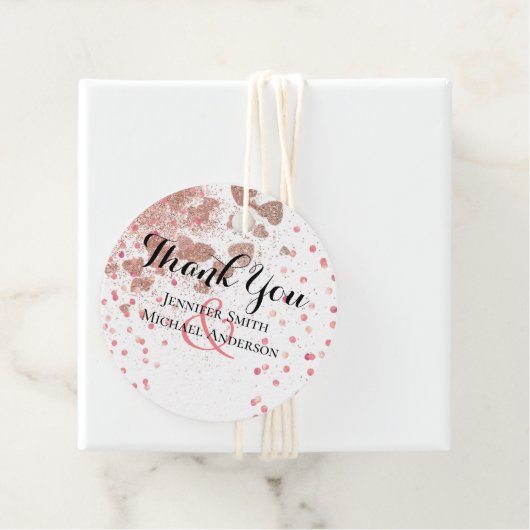 Moderne Roze Gouden Trendy Budget Bruiloft Bedankjes Labels (In situ)