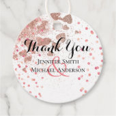 Moderne Roze Gouden Trendy Budget Bruiloft Bedankjes Labels (Voorkant)