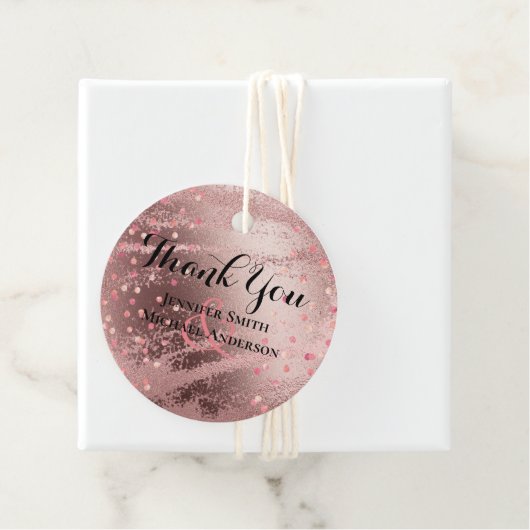 Moderne Roze Gouden Trendy Budget Bruiloft Bedankjes Labels (In situ)