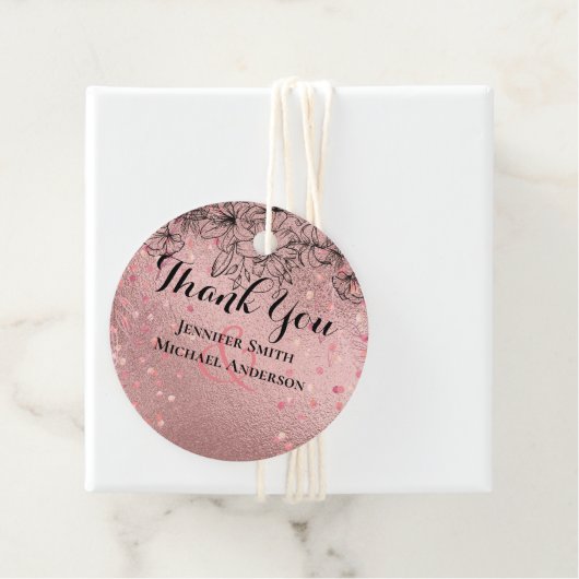 Moderne Roze Gouden Trendy Budget Bruiloft Bedankjes Labels (In situ)