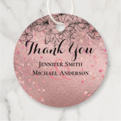 Moderne Roze Gouden Trendy Budget Bruiloft Bedankjes Labels (Voorkant)
