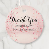 Moderne Roze Gouden Trendy Budget Bruiloft Bedankjes Labels (Voorkant)