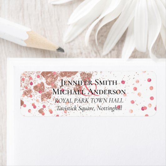 Moderne Roze Gouden Trendy Budget Bruiloft Etiket (Insitu)