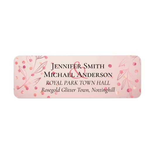 Moderne Roze Gouden Trendy Budget Bruiloft Etiket (Voorkant)