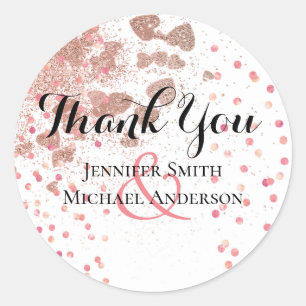 Moderne Roze Gouden Trendy Budget Bruiloft Ronde Sticker