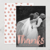 Moderne Roze Gouden Trouw Trouw Dank Je Foto Kaart (Voorkant / Achterkant)