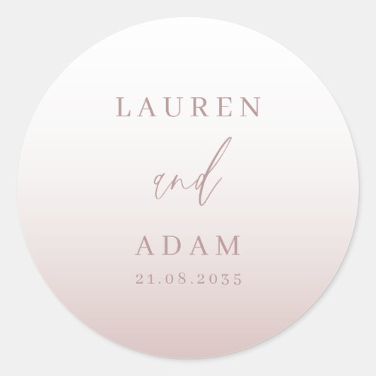Moderne roze gouden trouwmonogram ronde sticker (Voorkant)