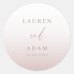 Moderne roze gouden trouwmonogram ronde sticker