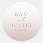 Moderne roze gouden trouwmonogram  ronde sticker (Voorkant)