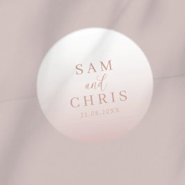 Moderne roze gouden trouwmonogram ronde sticker