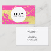 Moderne Roze Gouden Verf Splash Visitekaartje (Voorkant / Achterkant)