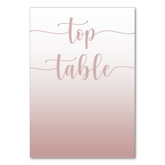 Moderne roze gouden verloop trouwtafel bovenstuk kaart (Voorkant)