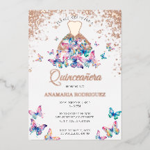 Moderne Roze Gouden Vlinder Jurk Quinseanera Folie