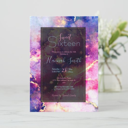 Moderne roze gouden vloeibare kunst Abstract Kaart (Staand voorkant)