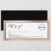 Moderne Roze Gouden Voeg Logo Cadeaubon Kaart (Voorkant / Achterkant)