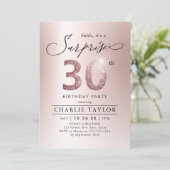 Moderne roze gouden volwassensurprise 30e verjaard kaart (Staand voorkant)