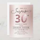 Moderne roze gouden volwassensurprise 30e verjaard kaart (Voorkant / Achterkant)