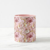 Moderne  roze & Gouden waterverf bloemenmeisjesach Mok (Midden)