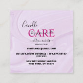 Moderne roze gouden Waterverf Kandle Care Square B Vierkante Visitekaartje (Achterkant)