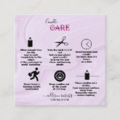 Moderne roze gouden Waterverf Kandle Care Square B Vierkante Visitekaartje (Voorkant)