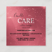 Moderne roze gouden Waterverf Kandle Care Square B Vierkante Visitekaartje (Achterkant)