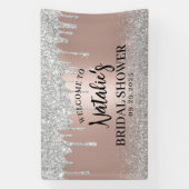 Moderne Roze Gouden & Zilveren Druppels Bruidsdouc Spandoek (Verticaal)