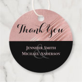 Moderne roze gouden zwarte bruiloft bedankjes labels (Voorkant)