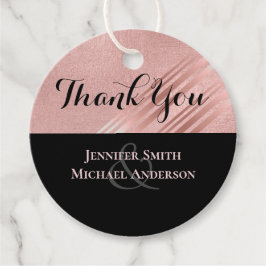 Moderne roze gouden zwarte bruiloft bedankjes labels