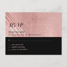 Moderne roze gouden zwarte bruiloft briefkaart