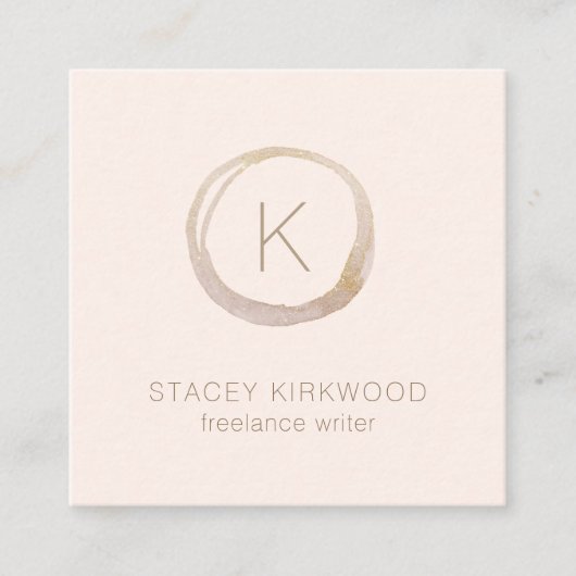 Moderne roze goudflesjes Glitter Monogram Logo Vierkante Visitekaartje (Voorkant)