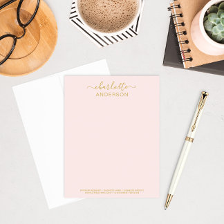 Moderne roze goudkalligrafie Naam Business Notitiekaartje