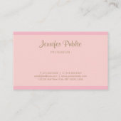 Moderne roze goudkalligrafie Script Sjabloon Chic Visitekaartje (Achterkant)