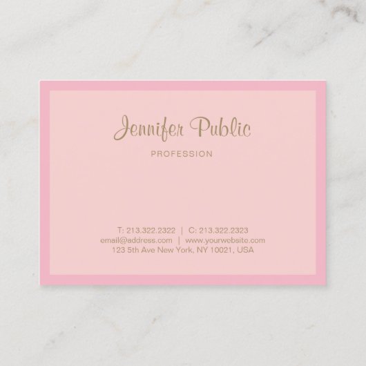 Moderne roze goudkalligrafiescript - Sjabloon Visitekaartje (Achterkant)