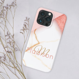 Moderne roze goudkleurige marmer naam Case-Mate iPhone case