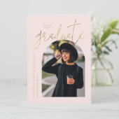 Moderne roze goudvormig Afstuderen Kaart (Staand voorkant)