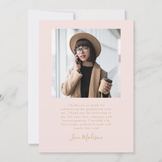 Moderne roze goudvormig Afstuderen Kaart (Achterkant)