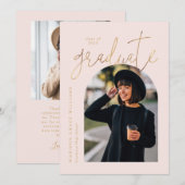 Moderne roze goudvormig Afstuderen Kaart (Voorkant / Achterkant)