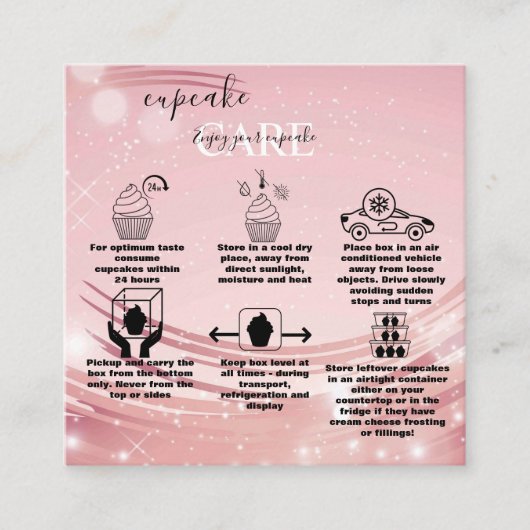 Moderne roze goudWaterverf Cupcake Care Square Bu Vierkante Visitekaartje (Voorkant)